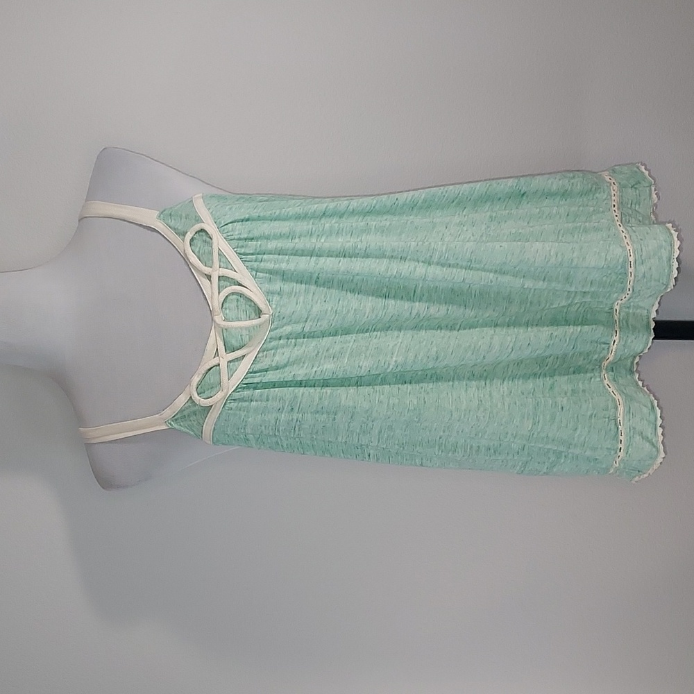 Closet Romantic Light Teal Racerback Rope Eyelet Detailing Boho Tank Top Size L